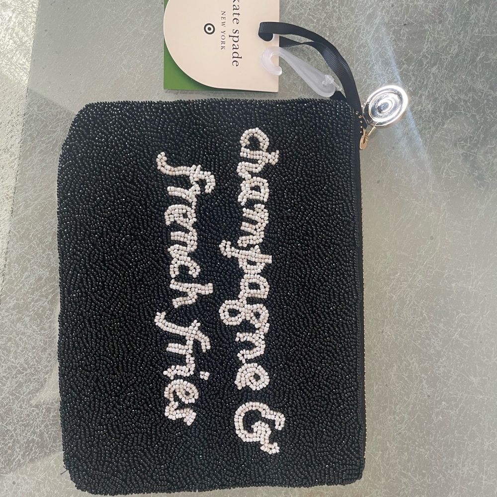 Kate Spade x Target Champagne and French Fries Black Beaded Clutch